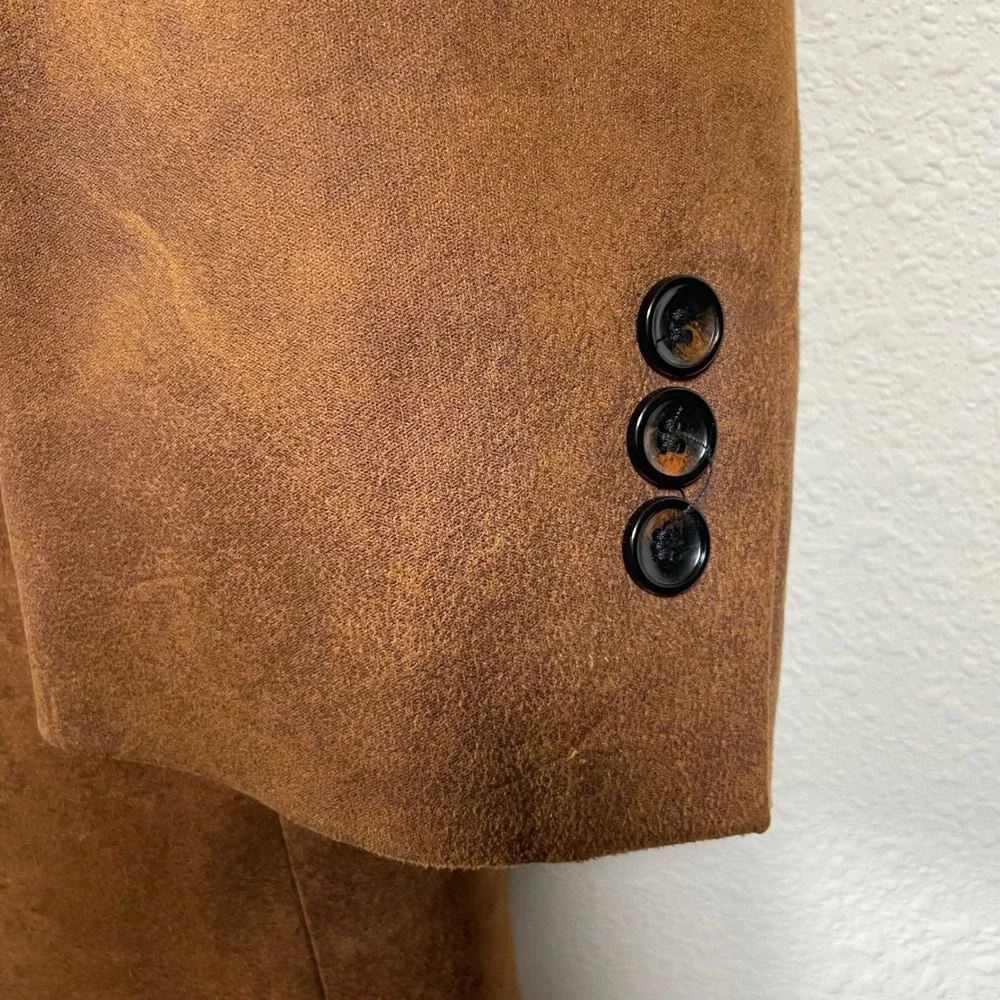 Paisley & Gray Mens XXL Brown Faux Suede Slim Fit Blazer Floral Lining Excellent